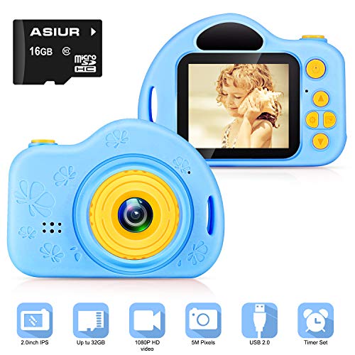 ASIUR Digital Camera for Kids,FHD Kids Digital Video Gift Camera 1080P with 16GB SD Card for 3-10 Years Boys Girls